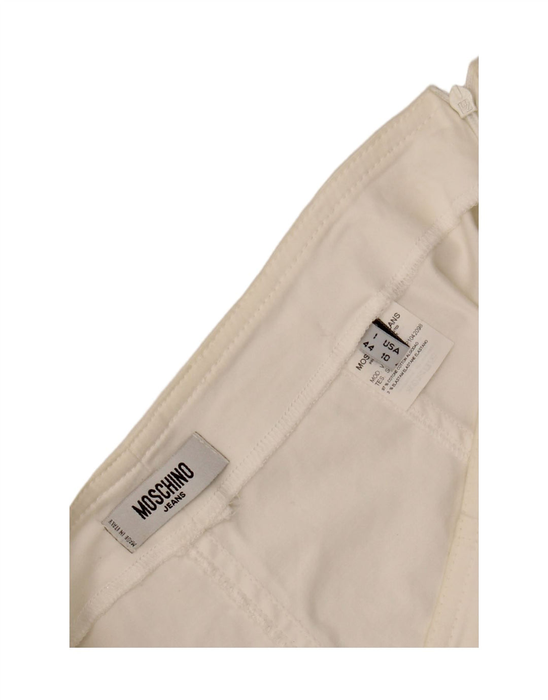 MOSCHINO A-line nederdel til kvinder med høj talje UK 14 W30 L23 hvid bomuld
