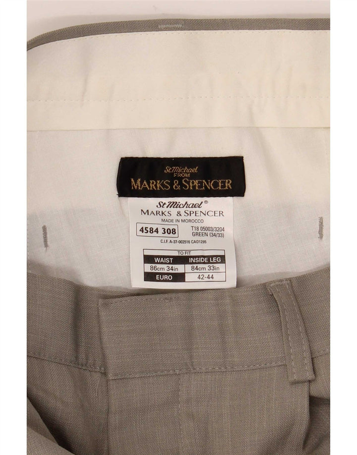 Marks & Spencer Herre Pegged Casual Bukser W34 L33 Grøn Polyester