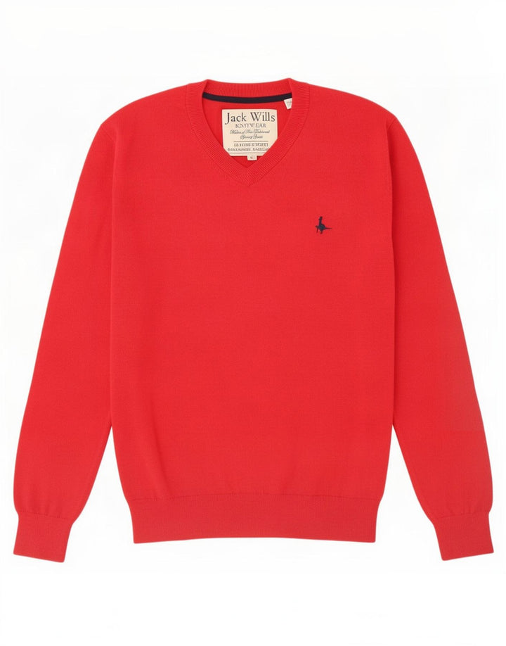 Jack Wills Herre V-hals sweater Stor rød bomuld