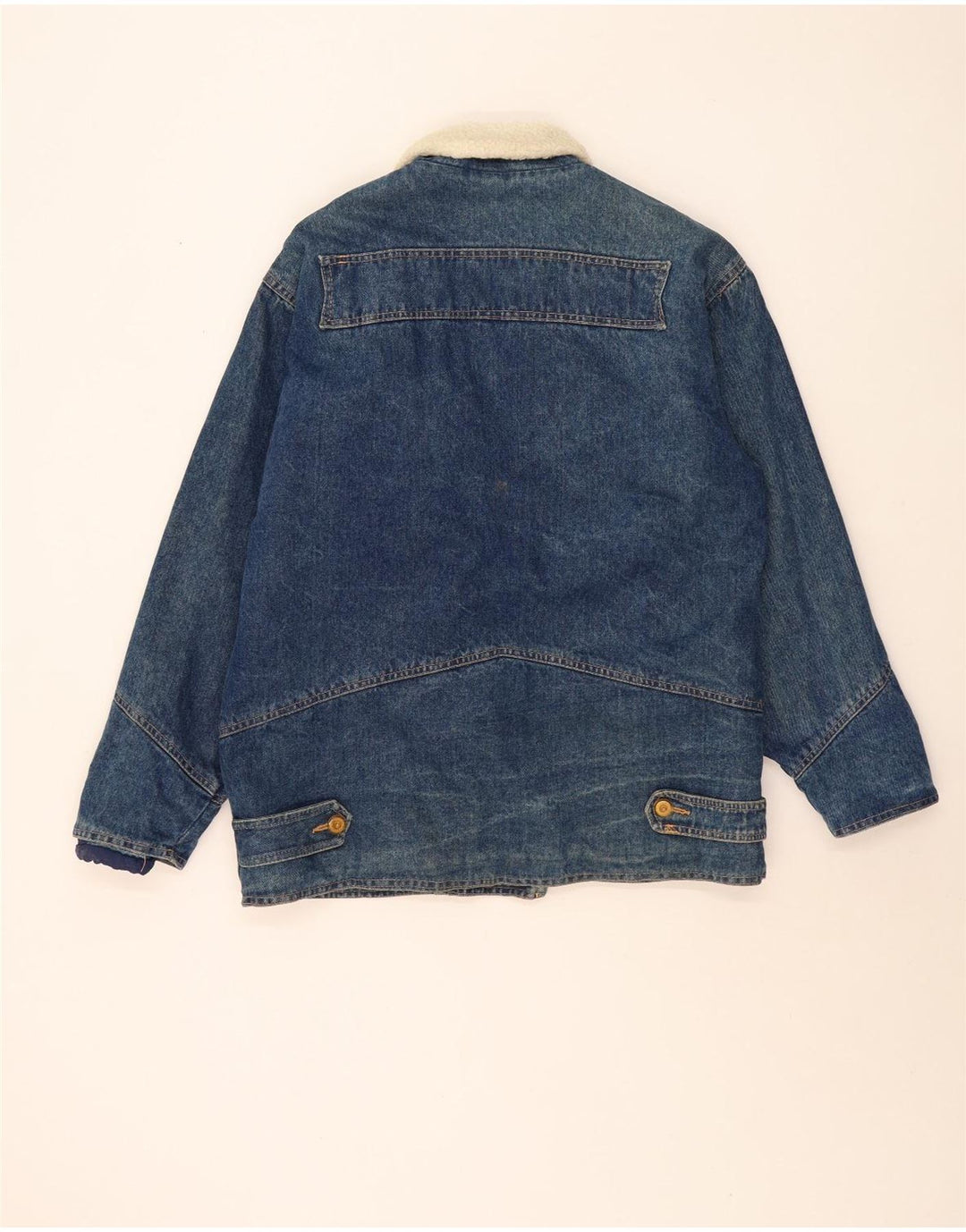 Vintage Dame Oversized Sherpa Denim Jacket UK 10 Small Blue