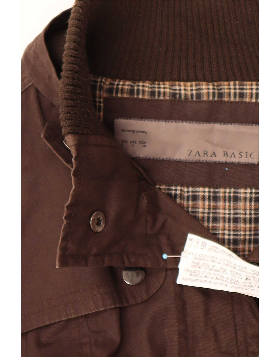 Zara Womens Utility Jacket UK 14 Stor brun bomuld