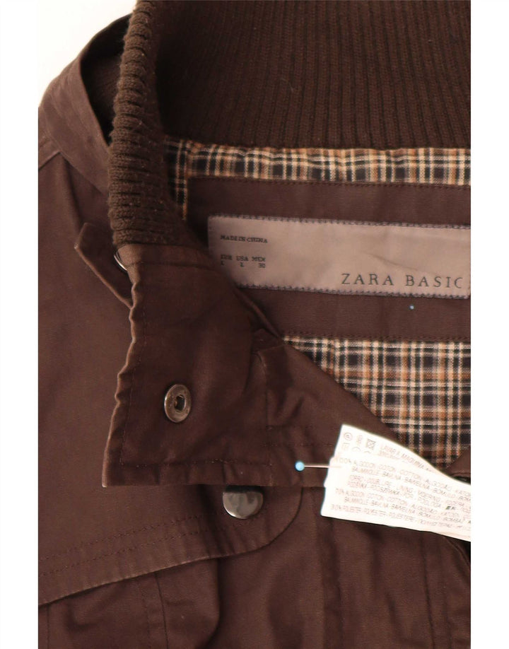 Zara Womens Utility Jacket UK 14 Stor brun bomuld