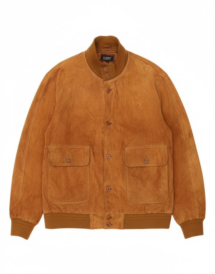 ZARRO Mens Suede Bomber Jacket IT 58 4XL Brown Leather Vintage Zarro and Second-Hand Zarro from Messina Hembry 