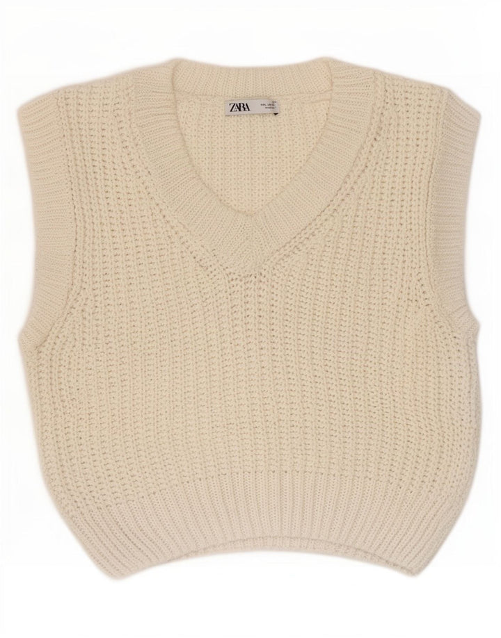 Zara Dame Vest Tank Top UK 14 Large White
