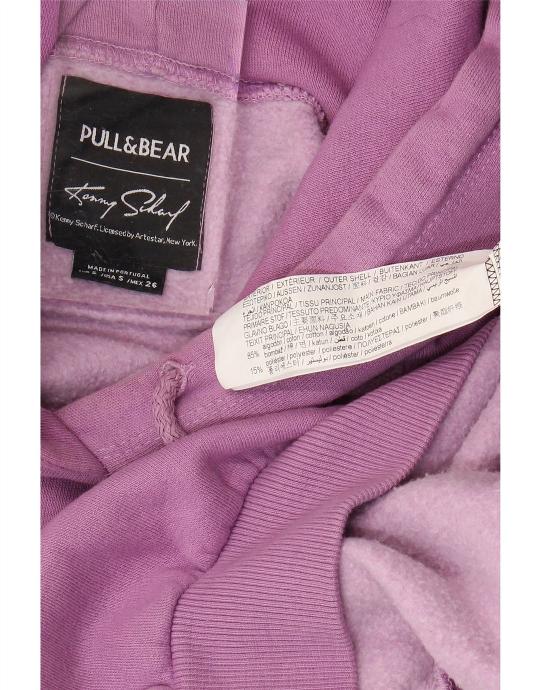 Pull & Bear Herre Grafisk Loose Fit Hoodie Jumper Lille lilla bomuld