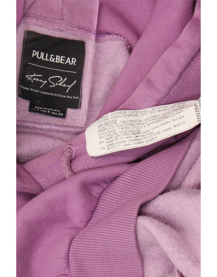 Pull & Bear Herre Grafisk Loose Fit Hoodie Jumper Lille lilla bomuld