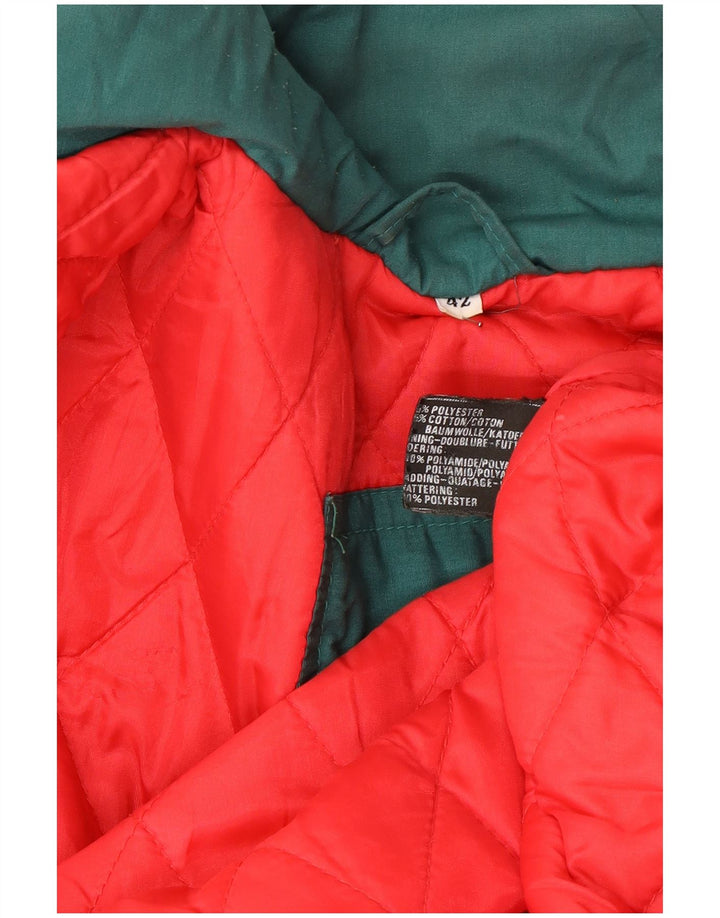 Vintage oversize polstret jakke til kvinder EU 42 Stor grøn polyester