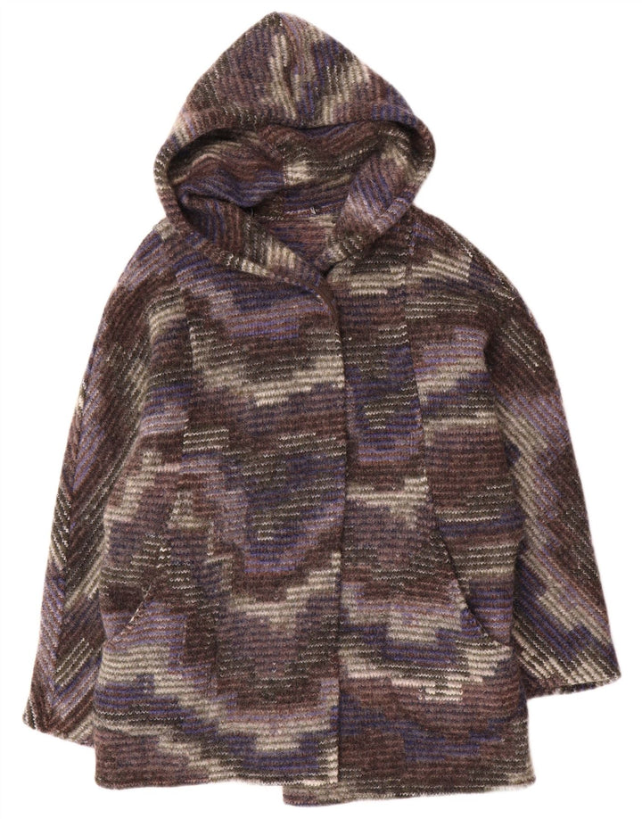 Vintage Dame Hætte Åben Overfrakke UK 12 Medium Flerfarvet Camouflage