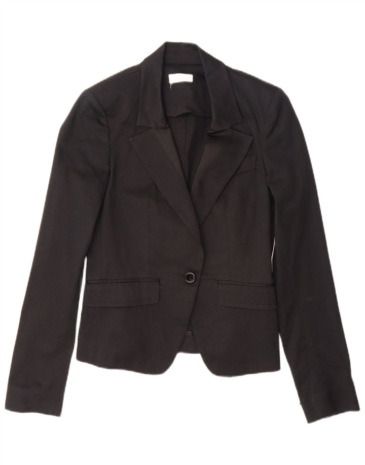 PINKO Dame 1 Knap Blazer Jacket UK 10 Small Black Bomuld