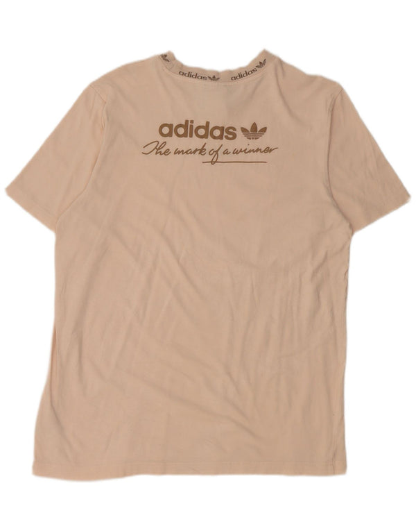 Adidas grafisk t-shirt til mænd, medium beige bomuld