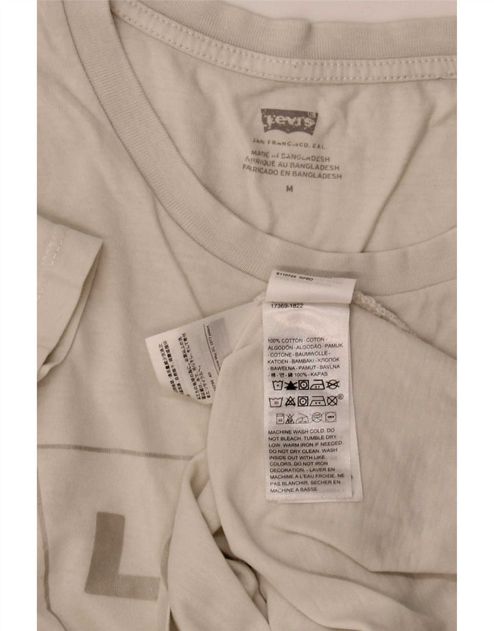 Levi's Dame Grafisk T-Shirt Top UK 14 Medium Hvid Bomuld