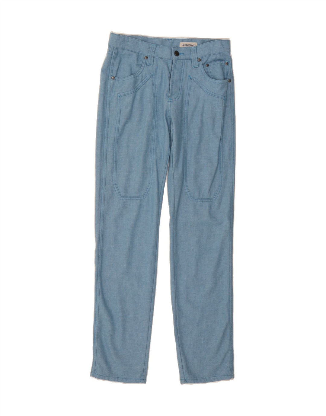 JECKERSON Womens Straight Casual Trousers W32 L33 Blue Wool Vintage Jeckerson and Second-Hand Jeckerson from Messina Hembry 