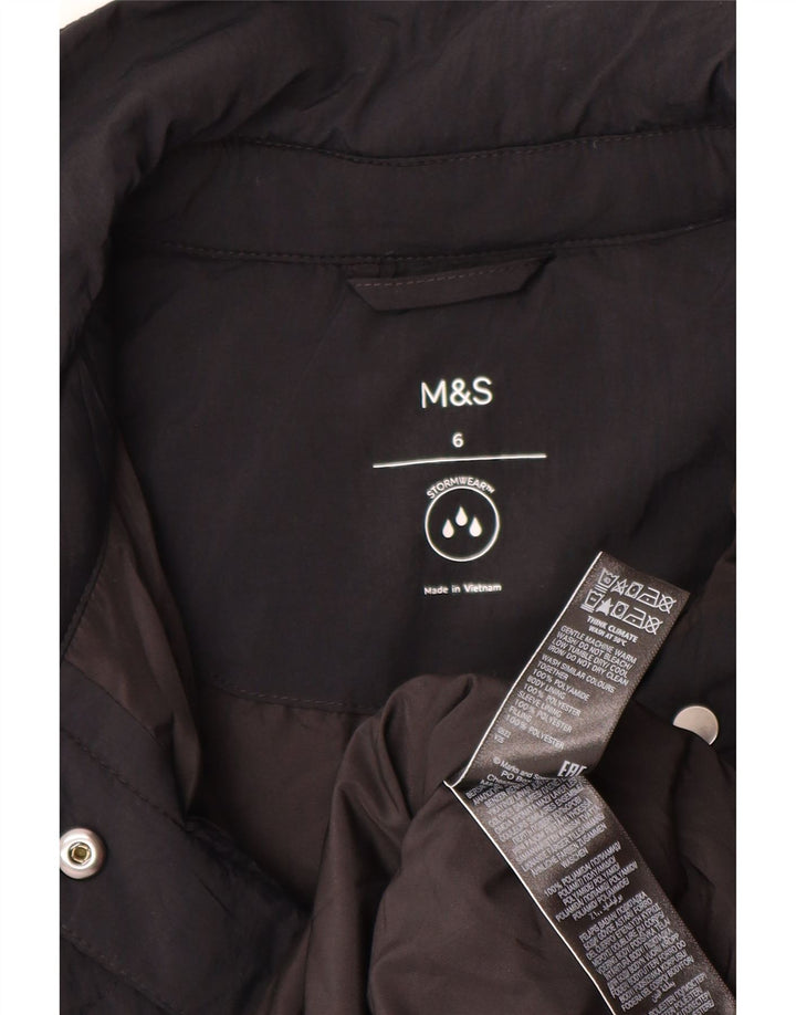 Marks & Spencer Dame Oversized Quiltet Polstret Frakke UK 6 XS Sort