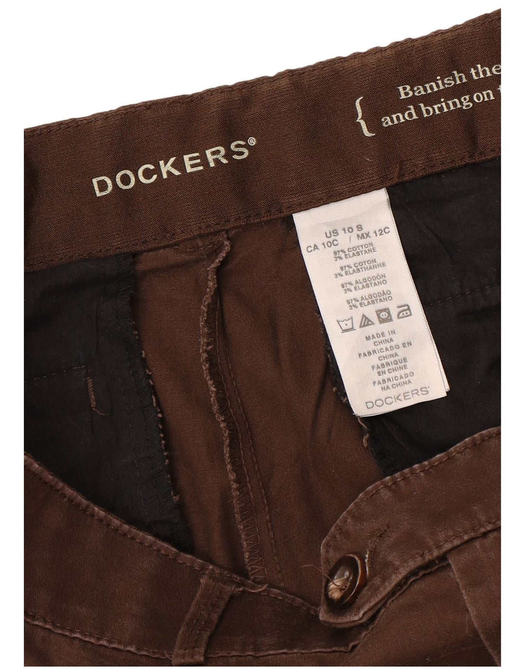 DOCKERS Lige fritidsbukser til kvinder US 10 Large W34 L29 Brun bomuld