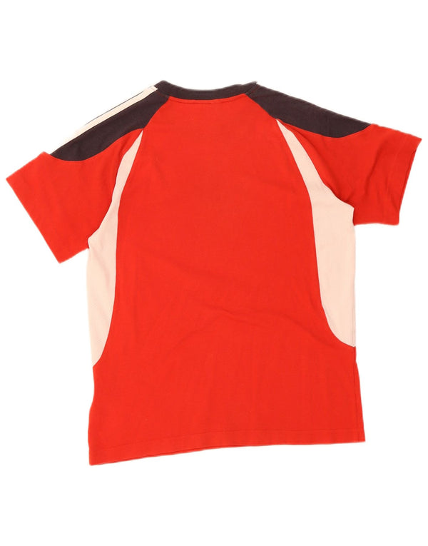 Adidas Boys T-Shirt Top 13-14 år Rød Colourblock Bomuld