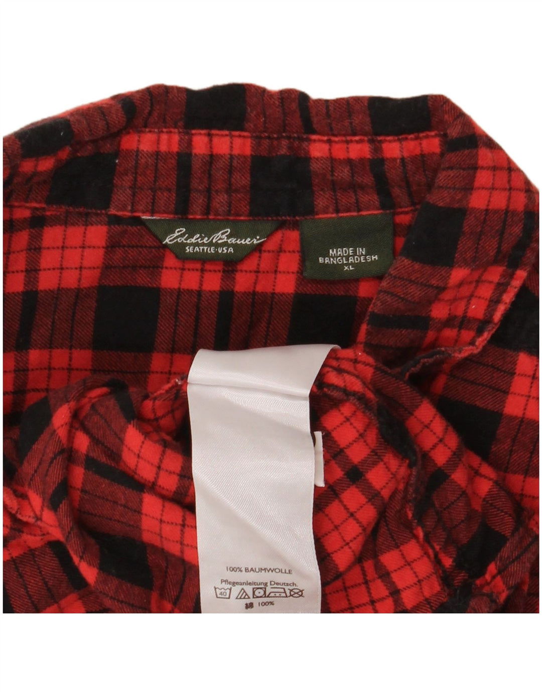 Eddie Bauer Dame Flanellskjorte UK 18 XL Rød Ternet Bomuld