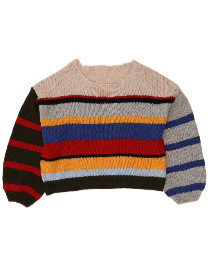 VINTAGE Dame Boat Neck Jumper Sweater UK 14 Large Multicolor