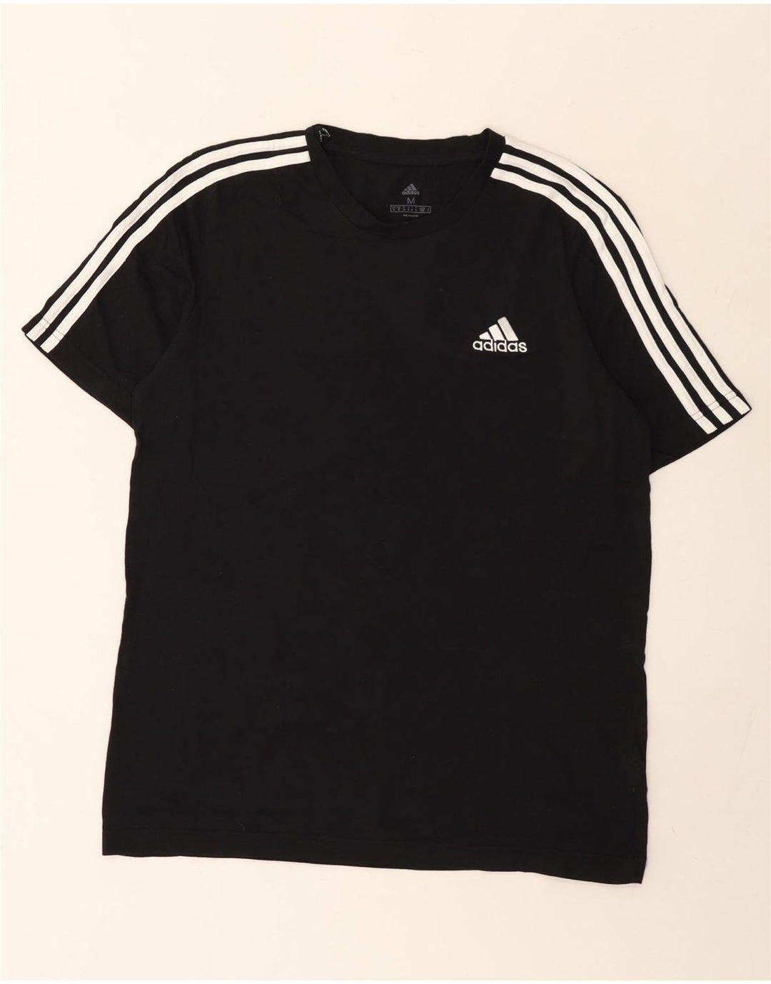 Adidas Herre T-Shirt Top Medium Sort Bomuld