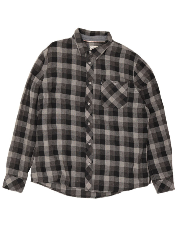 Cherokee herre flannel skjorte 2XL grå ternet bomuld