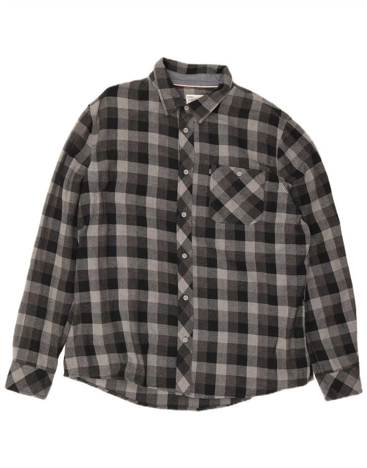 Cherokee herre flannel skjorte 2XL grå ternet bomuld