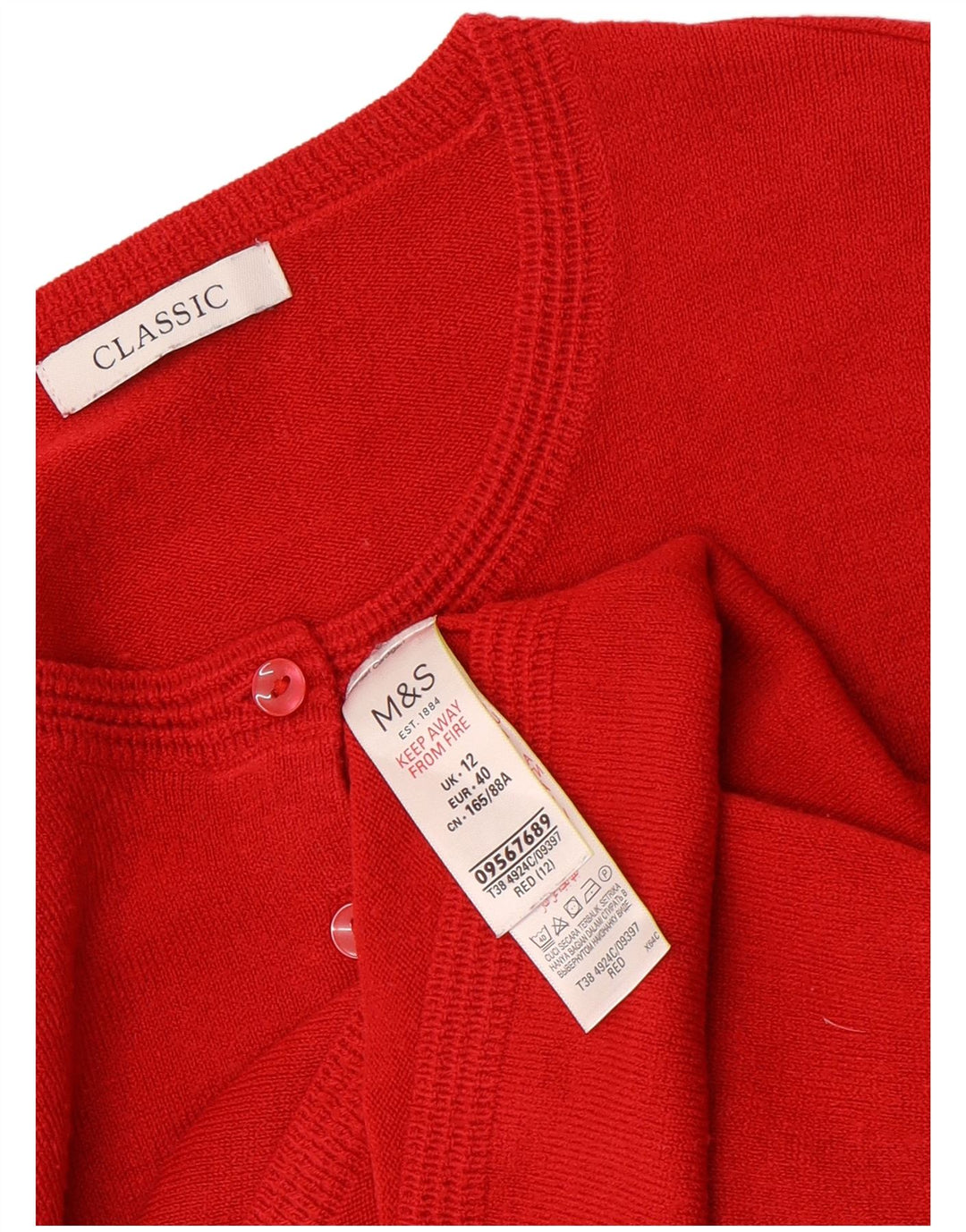 Marks & Spencer Dame Classic Fit Cardigan Sweater UK 12 Medium Red