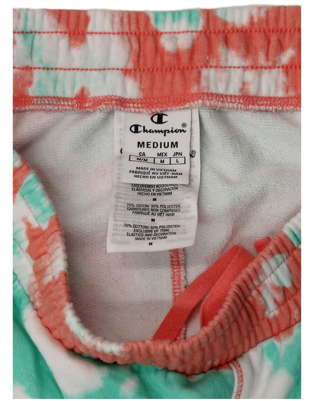 Champion Womens Sports Shorts UK 14 Medium Multicolored Tie Dye Bomuld
