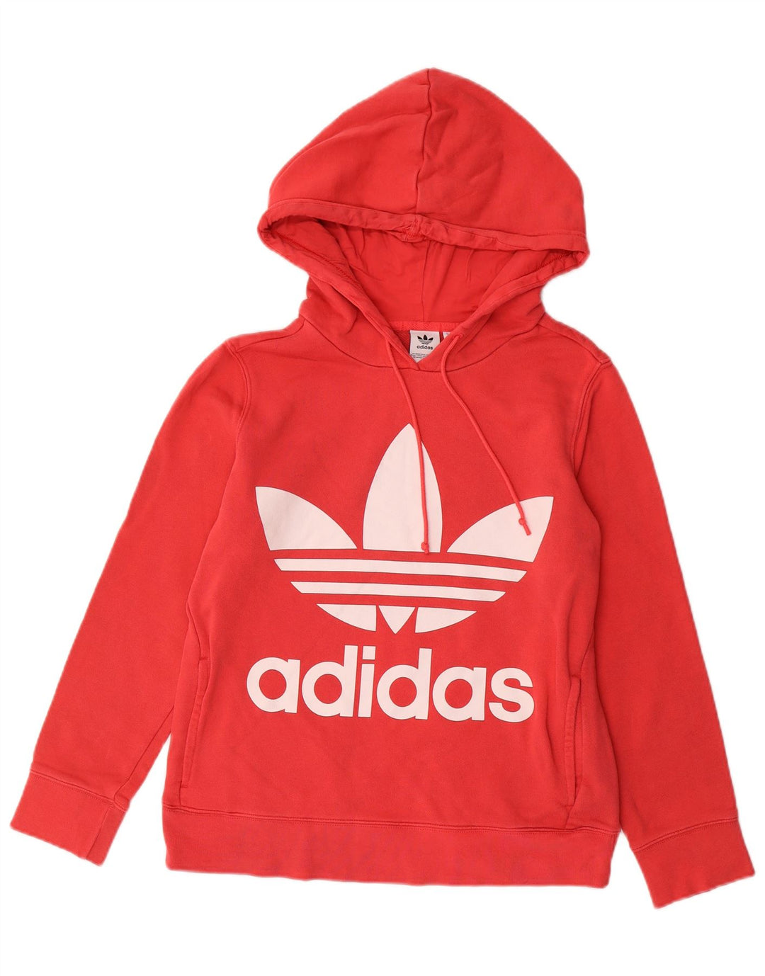 ADIDAS Womens Oversized Graphic Hoodie Jumper UK 10 Small Red