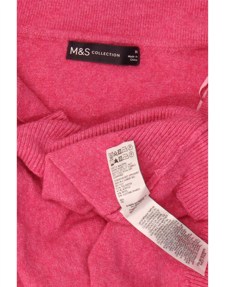 Marks & Spencer Dame Polo Neck Jumper Sweater UK 14 Medium Pink Polyester