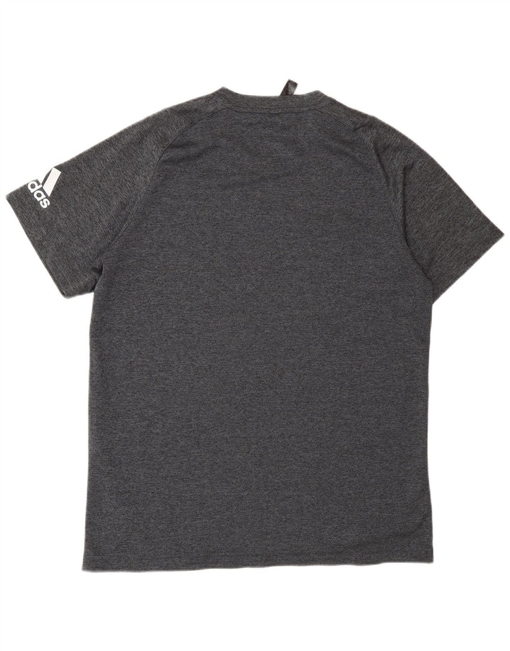 Adidas grafisk t-shirt til mænd, mellemgrå flækket polyester