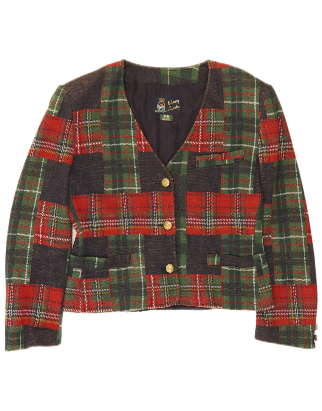 Johnny Lambs Dame Crop Blazer Jacket IT 44 Medium Flerfarvet Ternet