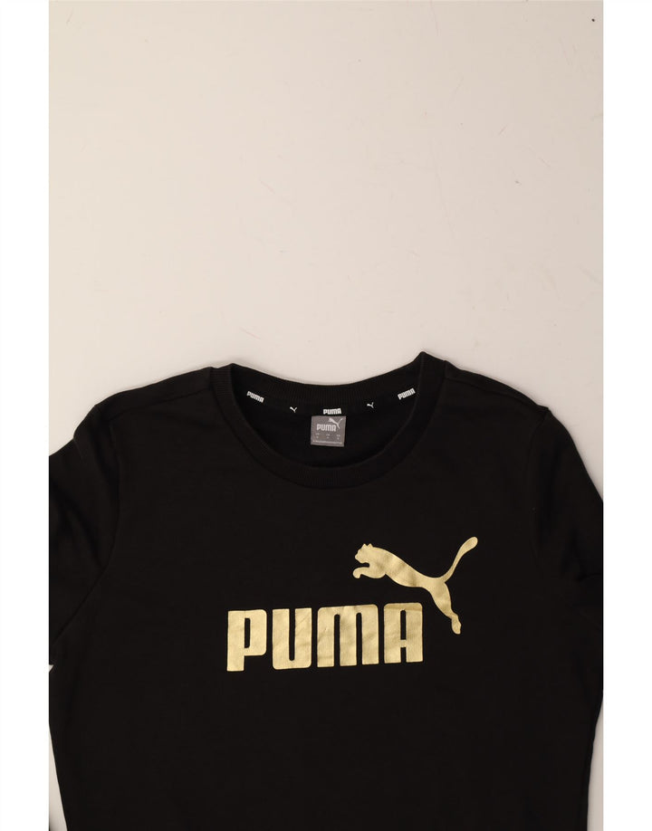 PUMA Womens Graphic Sweatshirt Jumper UK 10 Small Black Cotton Vintage Puma and Second-Hand Puma from Messina Hembry 