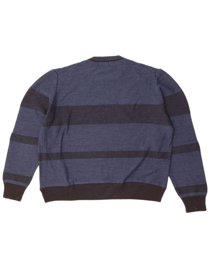 Re Del Mare Herre Crew Neck Jumper Sweater Stor Blå Stribet