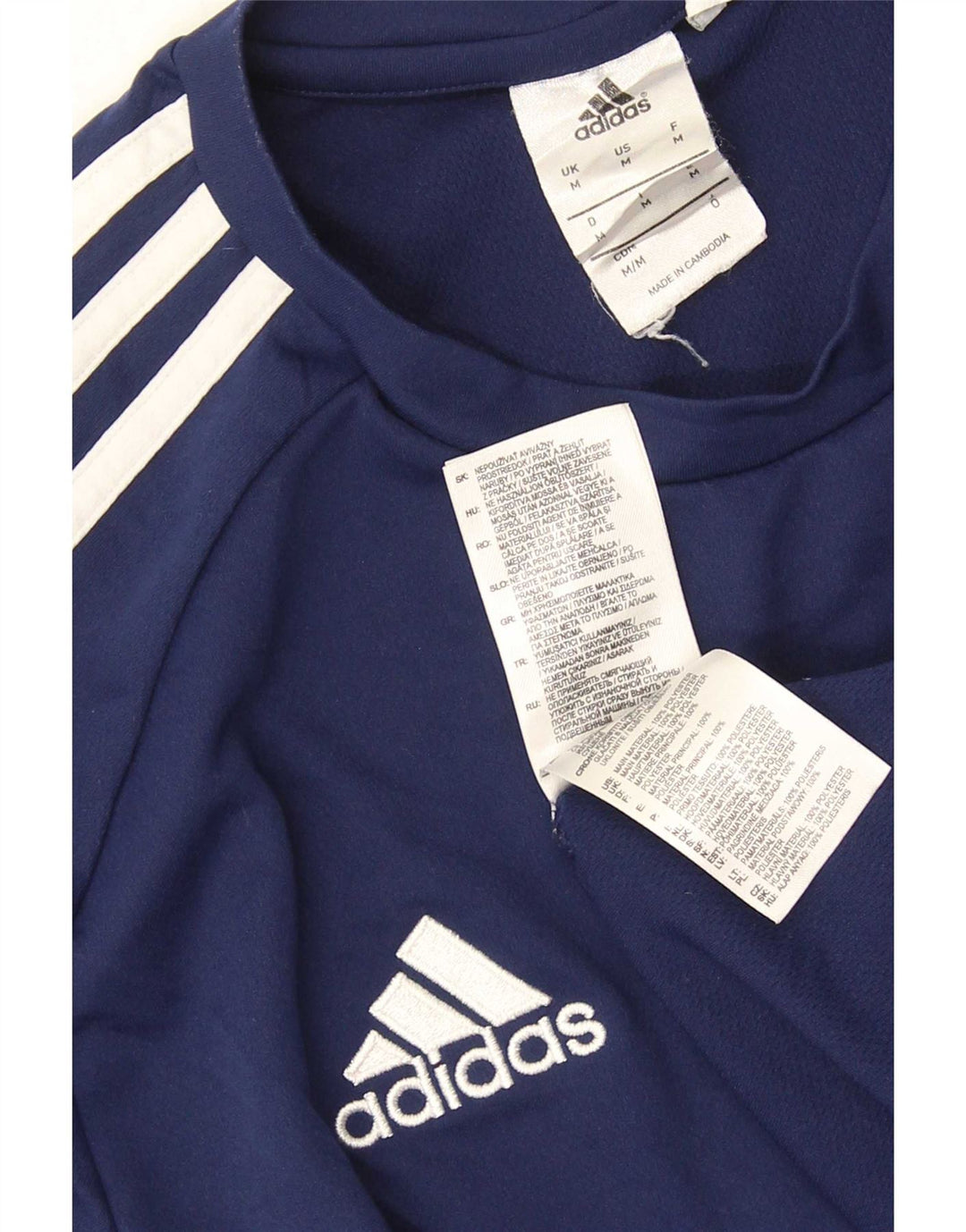 Adidas Herre Climalite T-Shirt Top Medium Marineblå Colourblock Polyester