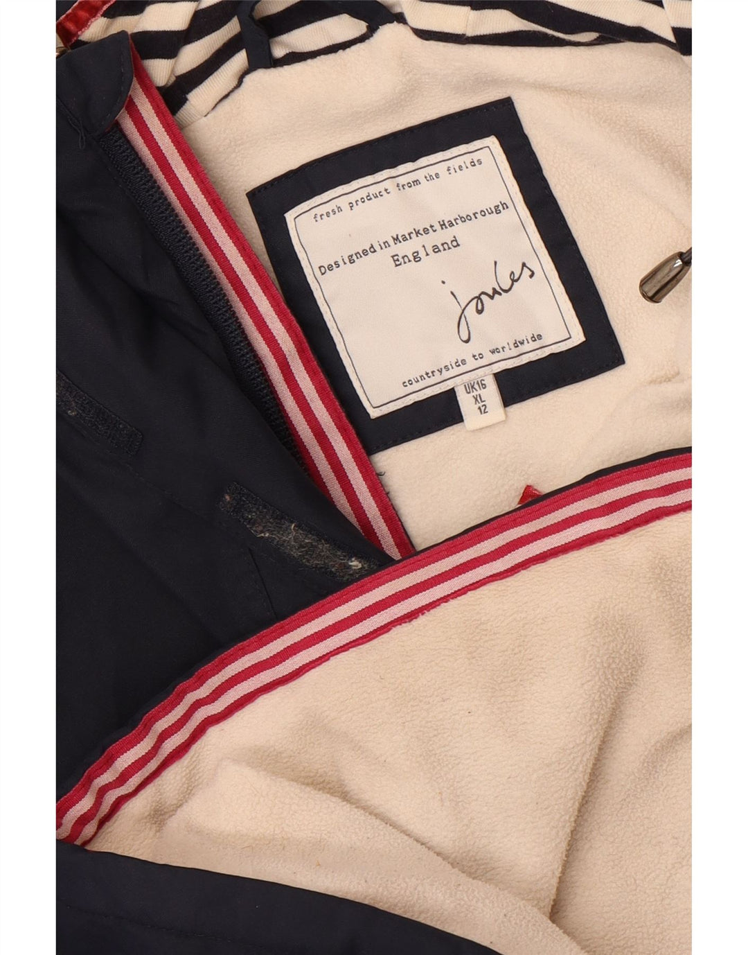Joules Dame Hætte Oversized Anorak Jacket UK 16 Large Navy Blue