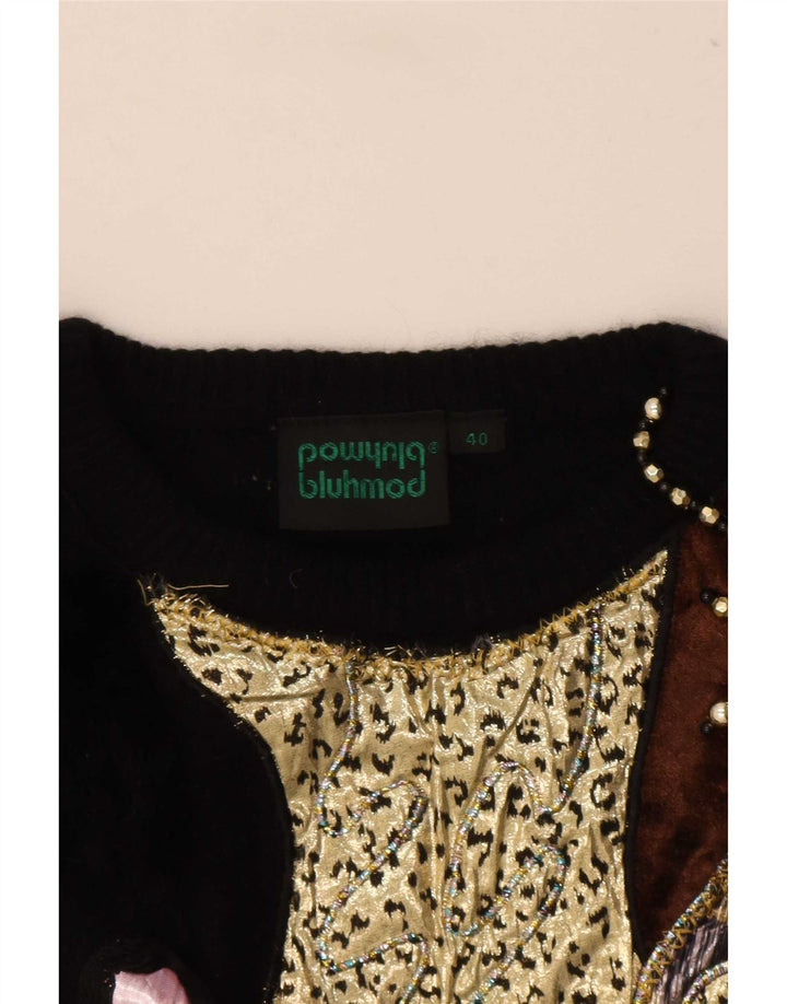 Bluhmod Womens Novelty Fit Crew Neck Jumper Sweater EU 40 Medium Black