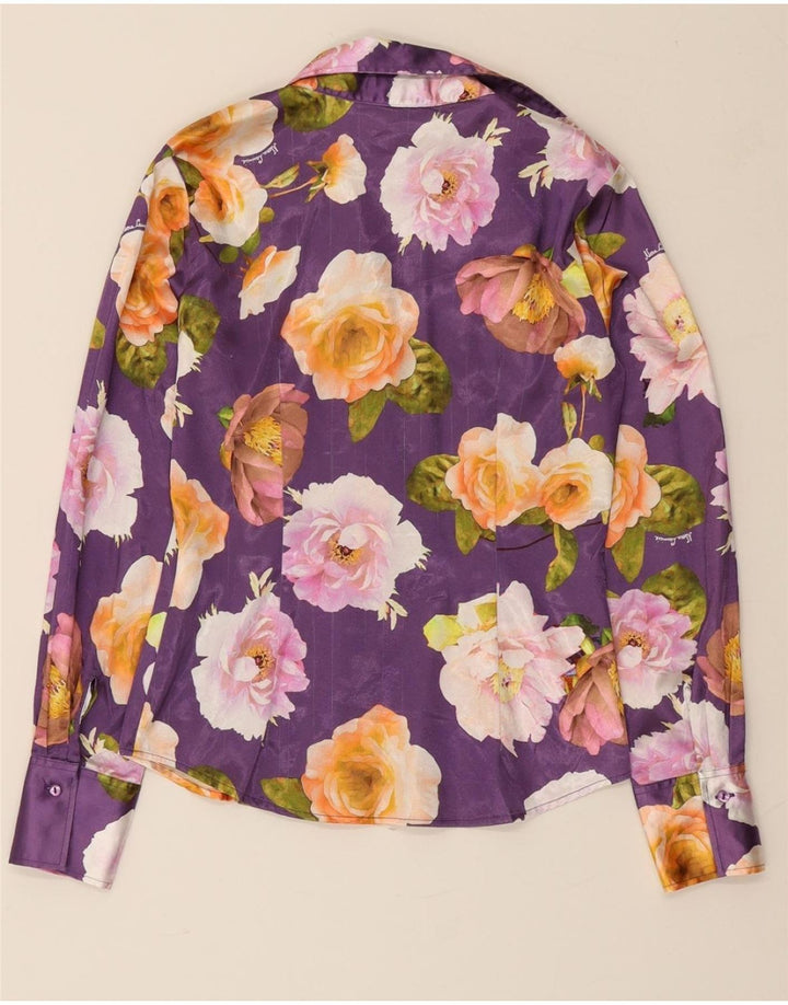 NARACAMICEE Womens Shirt Blouse UK 12 Medium Purple Floral Polyester Vintage Naracamicee and Second-Hand Naracamicee from Messina Hembry 