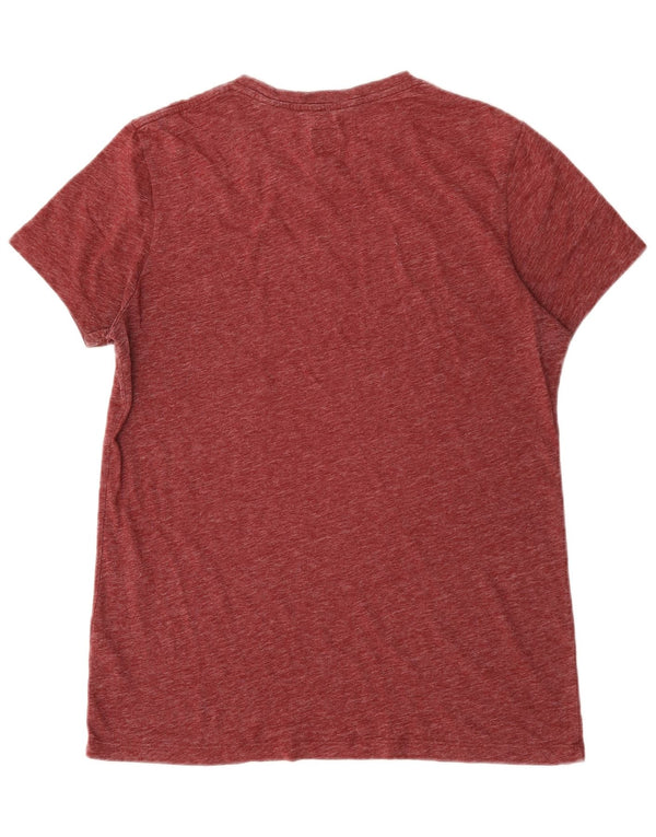 Jack Wills Herre T-Shirt Top Large Bourgogne Flecked Polyester