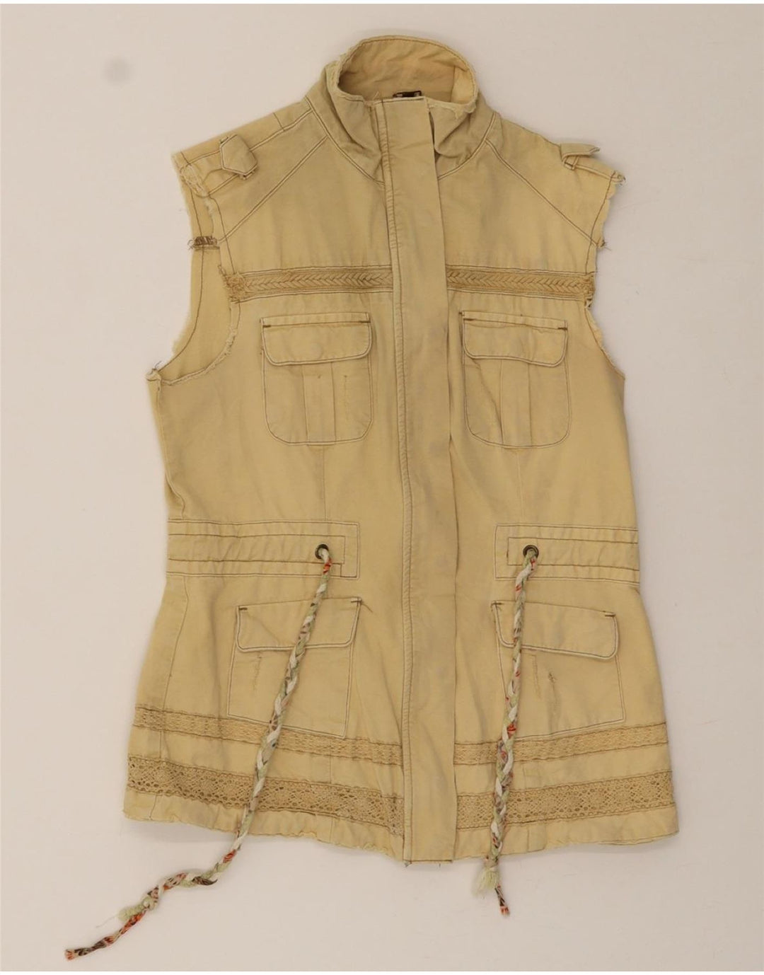 BKE Womens Utility Gilet UK 10 Small Beige Cotton Vintage BKE and Second-Hand BKE from Messina Hembry 