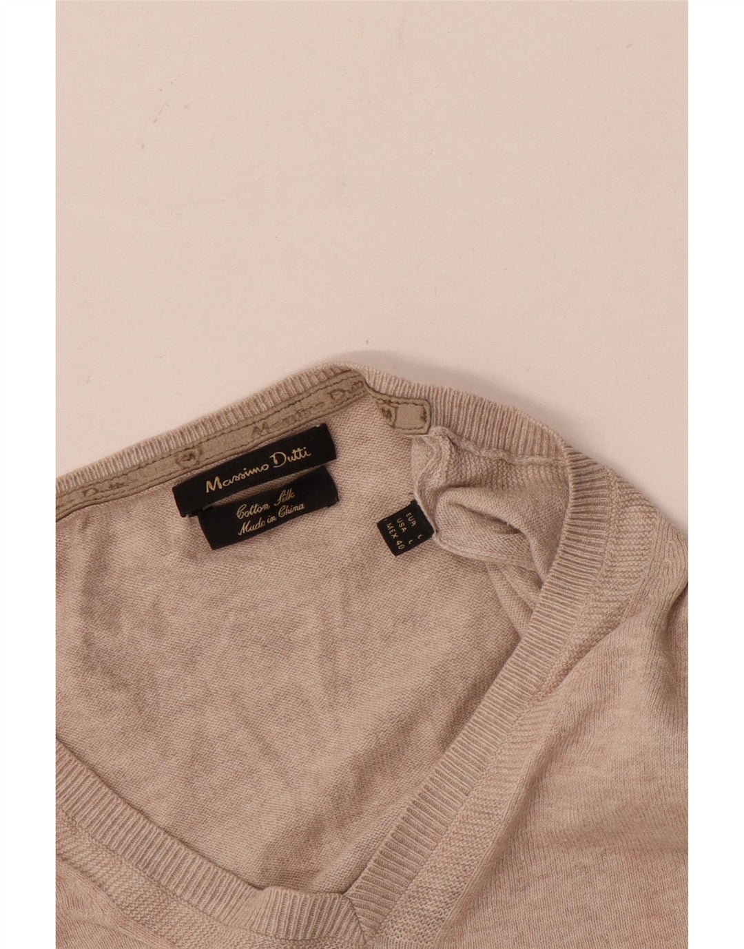 Massimo Dutti Herre V-hals sweater Stor Beige Bomuld