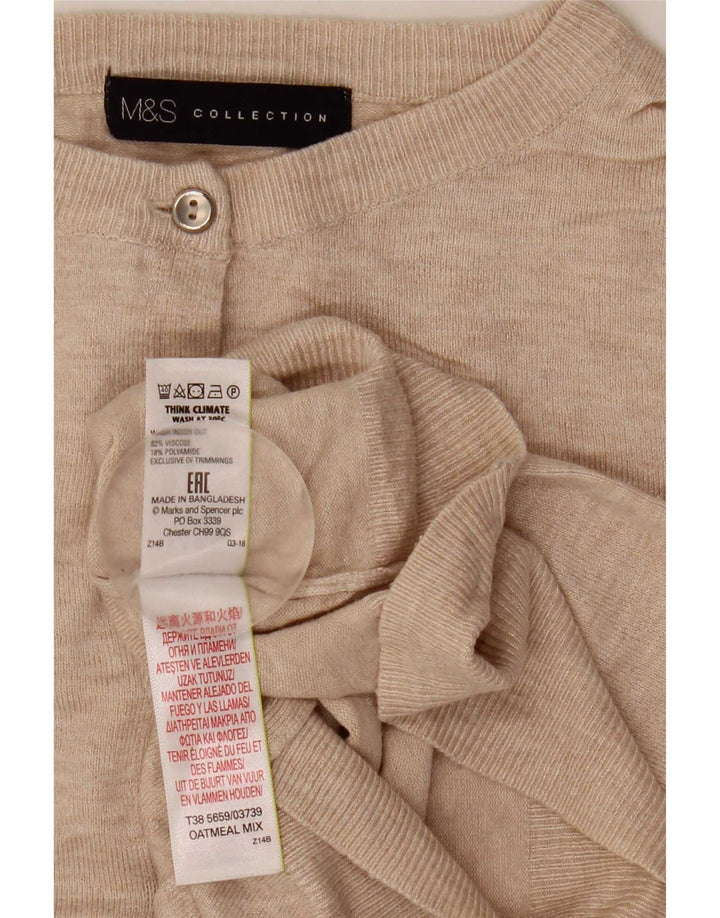 Marks & Spencer Womens Crop Cardigan Sweater UK 10 Small Beige Viscose