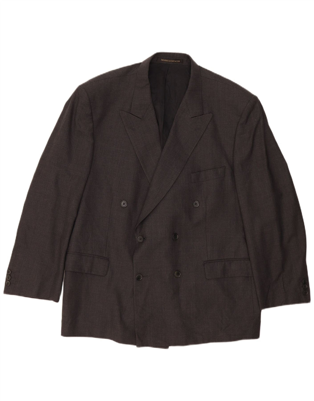 Marks & Spencer Herre Double Breasted Blazer Jacket UK 46 XL Grå Ny Uld