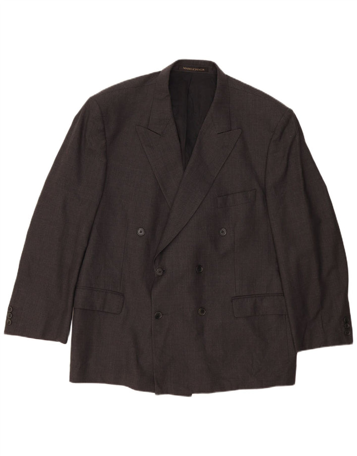 Marks & Spencer Herre Double Breasted Blazer Jacket UK 46 XL Grå Ny Uld