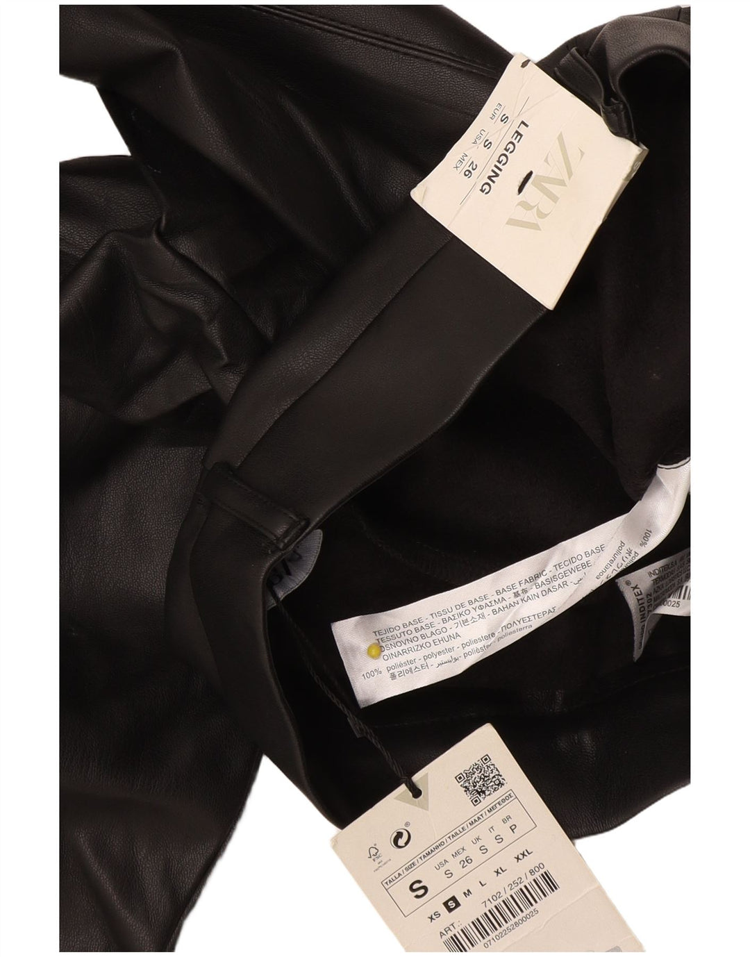 Zara Legging i imiteret læder bukser UK 10 Small Black Polyester