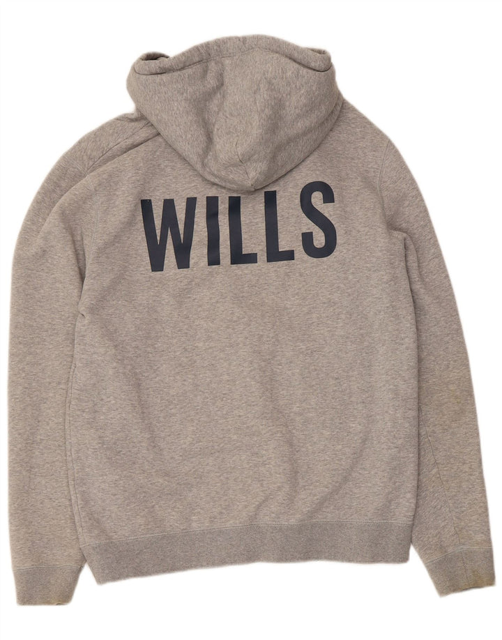 Jack Wills Herre grafisk hættetrøje med lynlås Stor grå bomuld