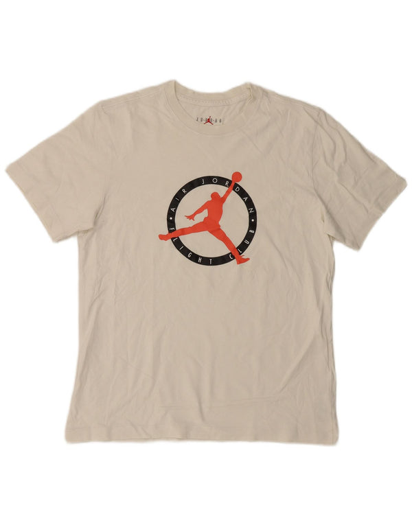 Jordan Herre grafisk T-shirt Top Medium hvid bomuld