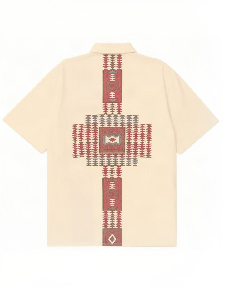 Rocky Kortærmet Herreskjorte Small Off White Geometric