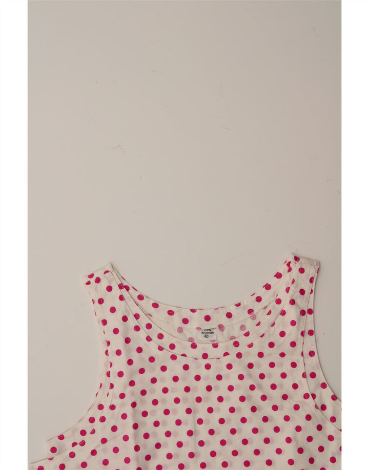 VINTAGE Womens Crop Sleeveless Blouse Top EU 40 Medium Off White Polka Dot Vintage Vintage and Second-Hand Vintage from Messina Hembry 