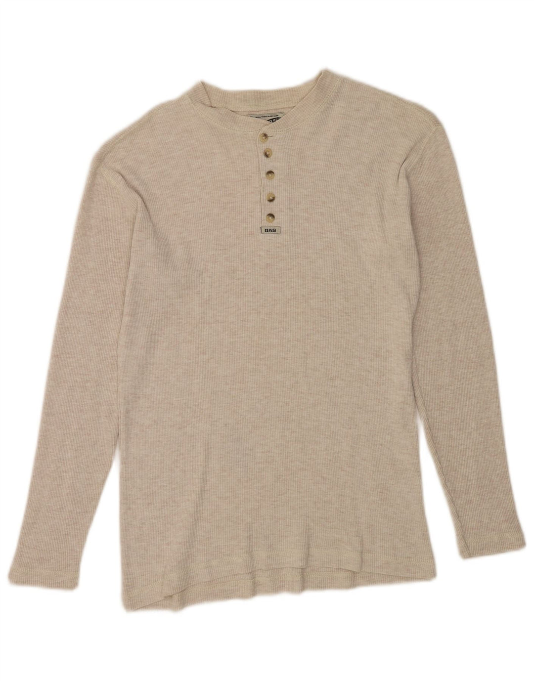 Gas Herre Top Langærmet Lille Beige Flecked Bomuld