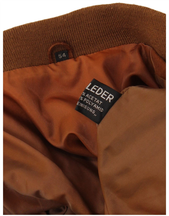 Vintage herre ruskindsjakke EU 54 2XL brunt læder