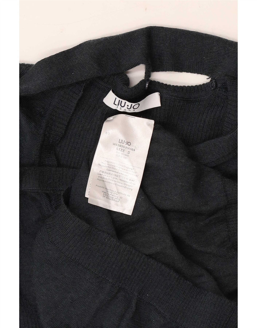 Liu Jo Dame Front Tie V-hals Jumper Sweater UK 10 Small Black Wool